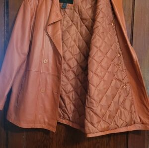 Womans leather coat "orange" size 2X Ashley Stewart